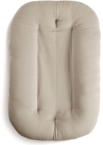 snuggle me® Nid d'ange Bébé (0-9 Mois) - Centre Non rembourré imitant Un câlin - Coton Biologique Haut de Gamme avec Rembourrage en Fibres, 100% Lavable en Machine, Sac de Voyage Inclus (Birch)