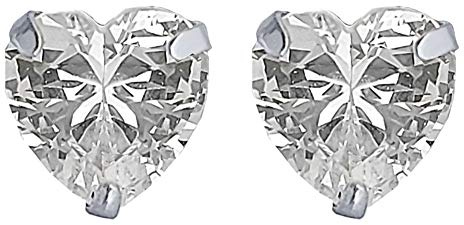 ENTREPLATA Pendientes Plata de Ley 925 Mujer Niña Novia Regalo de San Valentin Dia de los Enamorados Brillante Circonita Corazon 7 mm.