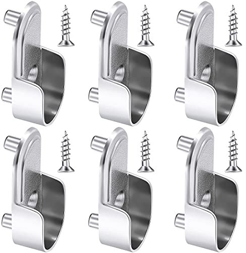 6 Stücke Kleiderstangenhalter Kleiderstange Halterung Schrankrohrlager Vernickelt Silber Garderobe Stangen Halterung 15 mm Garderoben Flansch Schienen Halterung und 6 Stücke Schrauben, Poliert