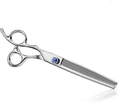 XIAN 7,0 Zoll Silber 50 Zähne Linkshänder Hundepflege Effilierschere 440C Edelstahl Salonschere für Männer, Frauen, Studenten, Anfänger