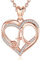 INFUSEU A Necklace Pendant Letter A-Z Alphabet Capital Jewelry Double Heart Initial Necklaces Rose Gold Cubic Zirconia CZ Gifts for Women Couple, 20 Inch Chain
