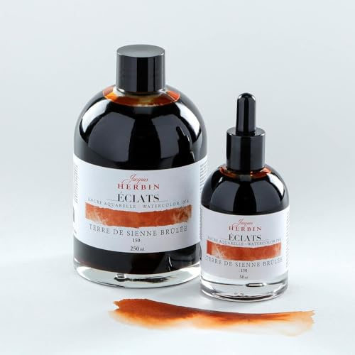 Jacques Herbin 18150TAMZ - Fine Art waterColour ink Éclats-Terre De Sienne Brulee/ Burnt Sienna 250ml - Painting - Drawing - Calligraphy - Creative tools