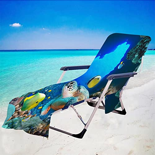 Surwin Schonbezug Für Gartenliege Strandliegenauflage Frottee Liegenauflage Ozean Stuhl Strandtuch Sun Lounger Bezug mit Tasche Sporthandtuch für Strand Garten Schwimmen (75x210cm,Ozean)