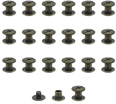 JJWNMLL 20 Sets Chicago Screw Posts,M5*5mm Rivet Binding Screws Bronze | Metal Rivet Replacement Repair for Bags, Collar, Harness, Luggage, Purse, Dog Lead, Backpack, Belt