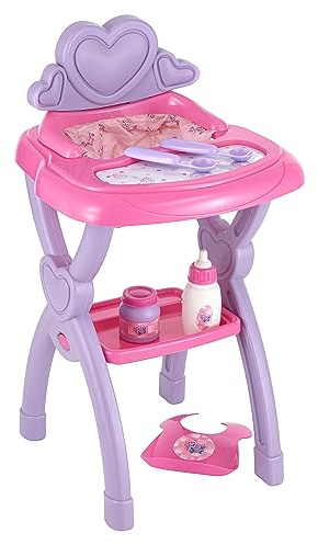 Baroni Toys Seggiolone per Bambola Giocattolo, Gioco Set Seggiolone Pappa, Giocare alle Mamme con Biberon Posate e Bavaglio, Seggiolone per Bambole, Gioco per Bambine 3 4 5 6 7 Anni