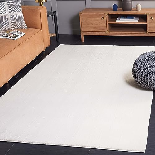 Safavieh Alfombra Contemporáneas Rug Sala de Estar, Comedor, Dormitorio - Lavable a máquina y Antideslizante - Faux Rabbit Fur Collection, Pelo Corto, in Marfil, 120 X 180 cm