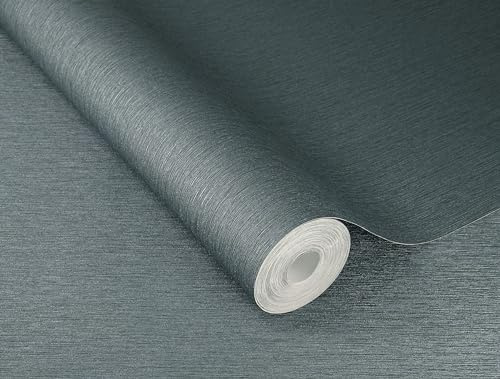 Rasch fibertapeter enfärgade linjer struktur blå metallic 608687