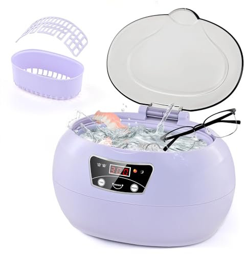 CO-Z Ultrasonic Cleaner, 600 mL Ultrasonic Jewellery Cleaner with Degas Mode, Portable Coin Sonic Cleaner with 18 Timer Settings, Professional Ultrasound Cleaner for Denture Necklace Gold Retainer