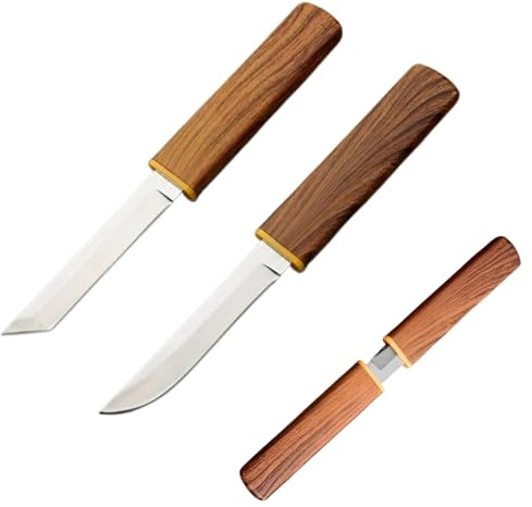 Galica Couteau pique nique, bateau, randonnée 2 couteaux en 1- gain de place, etui fermé = Sécurité Lames arrondies standard