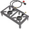 Portable Double Burner Outdoor Gas Stove Propane Cooker, Cast Iron BBQ Grill with Adjustable 0-10Psi Regulator Hose for Patio Camping, Home 48 * 25 * 11.5cm