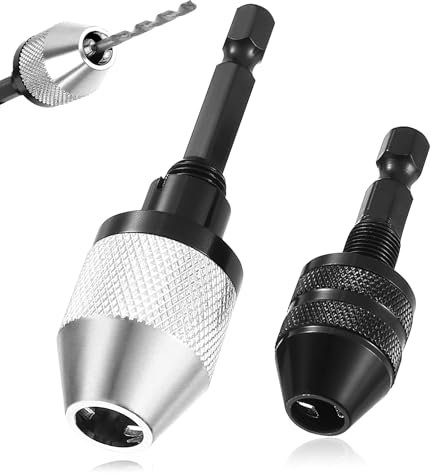 2 STK Schnellspannbohrfutter, Schnell Bohrfutter Adapter, Keyless Bohrfutter, 1/4 Sechskantschaft Bohrer Adapter, Schnellwechsel Bohrfutteradapter für Schlagbohrmaschine, 0.3-6.5mm, 0.3-3.6mm