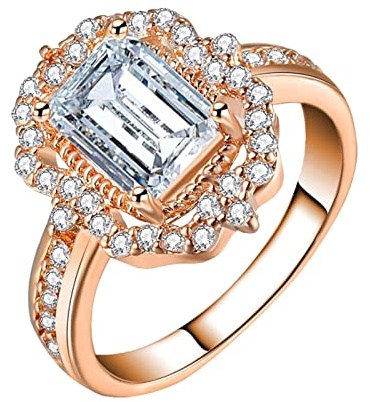 AKTOUR Anello Luminoso per Truccatori Anello di moda con diamanti design delicato Anello di alta qualità di lusso leggero Il Signore Degli Anelli Anelli Del Potere (Rose Gold, 11)