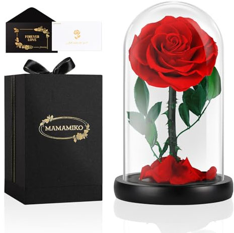 Ewige Rose im Glas, Rote, Konservierte Echt Blume für 5 Jahre, Infinity Rose, Besondere Geschenk für Frauen, Mama, Freundin, für Sie, zum Valentinstag, Jahrestag, Geburtstag, Muttertag