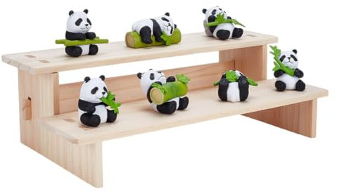 NBEADS Ripiano Espositivo in Legno A 2 Livelli, Espositore da Tavolo per Alimenti, Profumi, Cosmetici, Collezione di Figure, Mandorla Sbiancata, 29.7x15.8x9.3cm