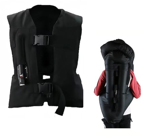 Heerben Gilet Airbag D'Équitation pour Adultes, Équitation Équestre Réglable, Moto Équitation, Équipement D'Entraînement, Bouteille De Compression Non Incluse,Noir,L