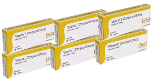 Vitamin B Compound Strong Vegetarian 28 Tablets X 6 Packs – High Strength Vitamin B Complex, B1, Vitamin B1, B2, Vitamin B2, B3, Vitamin B3, B6, Vitamin B6, B Vitamins, VIT B Complex, B6 Vitamins