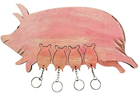 Mounting Rope Wall Decoration Animal Decoration Cute Pig Wall Art Rustic Wall Decoration Wooden Board Hollow Decoration Farmhouse Dark Heater Patio Electric (Pink, One Size)