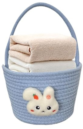 Misaakoeq Basket per Pasqua, Basket Pasqua, Contenitore Festivo di Caccia alle Uova, Bunny Easter Basket con Manico per Bambini per la Spesa per i Giocattoli per i Giocattoli