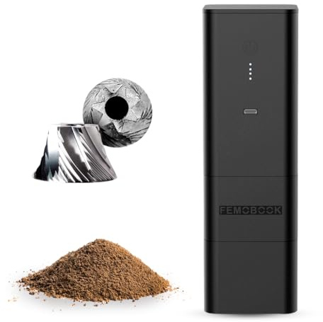 Femobook-A2 bärbar elektrisk kaffekvarn, trådlös malrkvarn USB-laddningsbar kaffekvarn magnetisk markkopp resa och hembryggning, svart