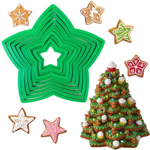 Set di formine per biscotti a forma di stella di Natale, 10 Pz Stella Esagonale Formine per Natale, decorazioni natalizie per fondente, ciambella, torre per biscotti
