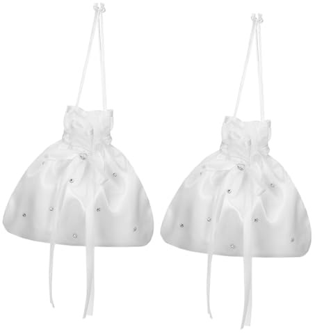GOOHOCHY 2 pezzi Borsa da Sposa con Coulisse in Tessuto Pochette Elegante per Damigelle e Ospiti Capiente e Adatta Varie Stile di Abito Nuziale