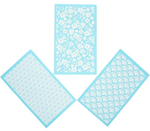 Healeved Pochoirs Sérigraphiques Réutilisables pour Argile Polymère Lot de 3 Feuilles en Maille Lavable pour Travaux Manuels Modèles de Transfert pour Bricolage et Décoration Créative