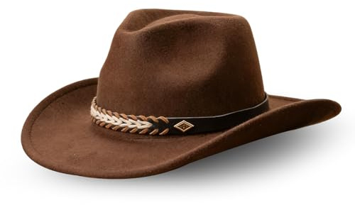 MYKAGS Chapeau de Cowboy Unisexe en Feutre à Large Bord et Taille Ajustable, adapté aux Tenues en Jean et aux activités de Plein air (Marron café)