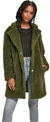 Urban Classics Ladies Oversized Sherpa Coat Abrigo, Verde (Olive 00176), M para Mujer