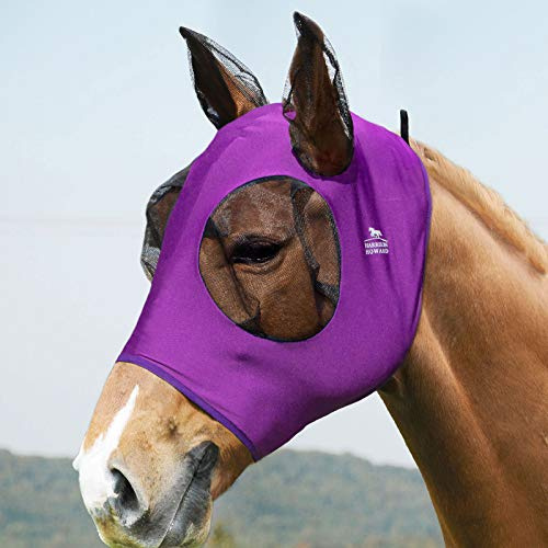 Harrison Howard Máscara elástica para moscas de caballo de malla suave con oreja-amatista