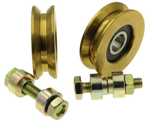V50-8 : Lot de 2 roues pour portail coulissant en acier avec rainure en V