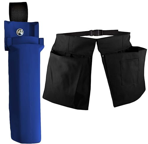 Bayersan Quick Release Bucket on Belt with Dual Pouch – Window Cleaning Tool Holder for Professionals – Lightweight & Durable Accessory – Royal Blue (Blue/Black)