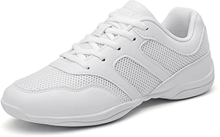 FLIOZY Cheerleading skor, dam, dans, sneakers, flickor, cheerleading, uniform, skor, gymnastik, yoga, jazz, löparskor, Vit, 35 EU