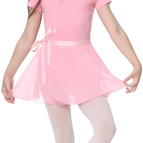 Zando Pink Ballet Skirt for Girls Adjustable Wrap Waist Chiffon
