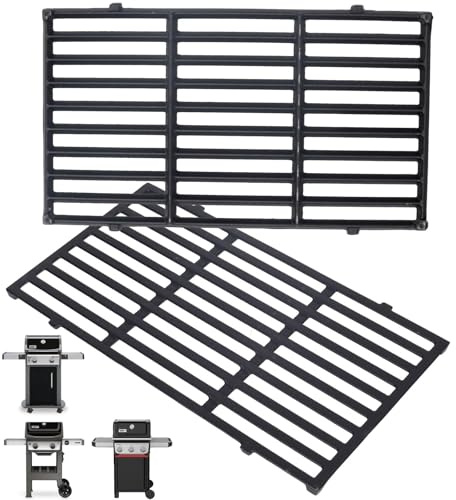 7637 Spirit II Grill Grates for Weber Spirit 2 Grill Parts GS4 Spirit II/I 200 SER E210 S210 E220,Webber Spirit 200/300(2025 Y) Replacement for Weber Grill Grate 7849 67022 69800 69799 Cast Iron 17.5