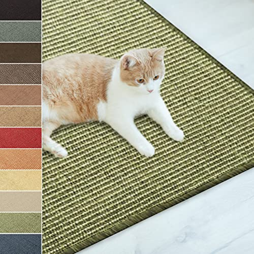Floordirekt Felpudo de sisal, alfombra rascadora para muebles de gatos, alfombrilla de sisal, resistente y disponible en muchos colores y tamaños (40 x 60 cm, verde)