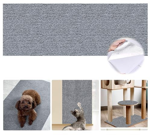 Selbstklebend Kratzteppich Katze Wand, Kratzmatte Katze, Kratzteppich Katze, 40 * 200cm Kratzbrett Katze, Kratzmatte Für Katze, Sisal Teppich Katzen Katze Kratzschutz Katzenkratzmatte (hellgrau)