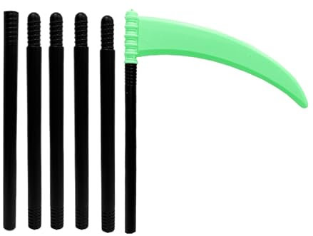 Todessense, Schnittersense - Sichel Spielzeug für Halloween - Lange Sichel für Kinder und Erwachsene, verstellbarer Griff, 6,2 Fuß langes Kostümzubehör, künstliche Sense, Requisite für Hal