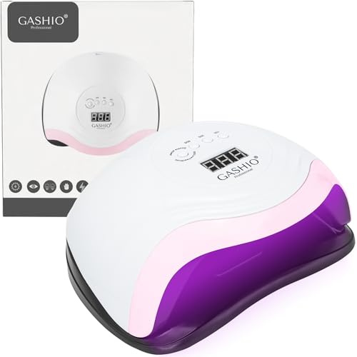 GASHIO® Doble lámpara UV/LED, 168 W, profesional, secador de uñas para esmalte de uñas de gel, con temporizador de 10/30/60/99s, sensor de temporizador, pantalla LCD, zócalo portátil
