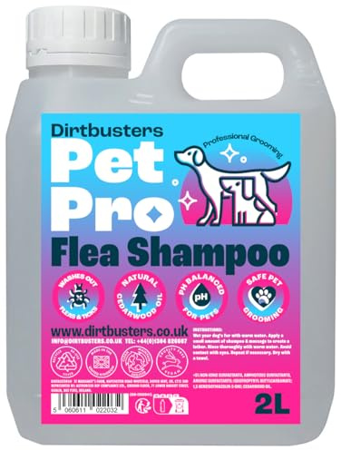 Dirtbusters Pet Pro Flea Shampoo For Dogs (2L) Natural Cedarwood Oil | Enriched Dog Flea Shampoo For Professional Dog Grooming, Itchy & Sensitive Skin, Wash Away Dirt, Flea's & Ticks