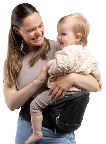 Beco Foldable Hip Seat Carrier - Baby 4-in-1 Easy-to-Use Carrier with Space-Saving Design for Newborn to Toddler (0-36 months/7-32.8 lbs (Black)
