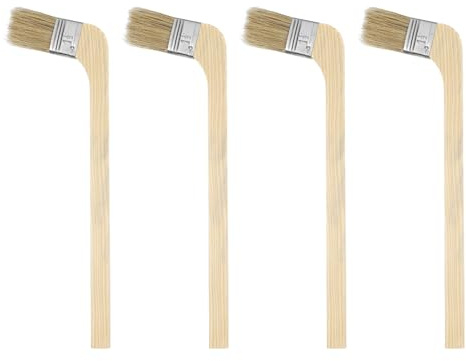 QUARKZMAN Pincel De Pintura 4Pcs 1.5 Ancho del Pincel Reutilizable Variedad De Ángulo Pinceles para Radiador Pintura para Todo Látex Pintura Al Óleo Muebles Paredes Mejoras Marrón