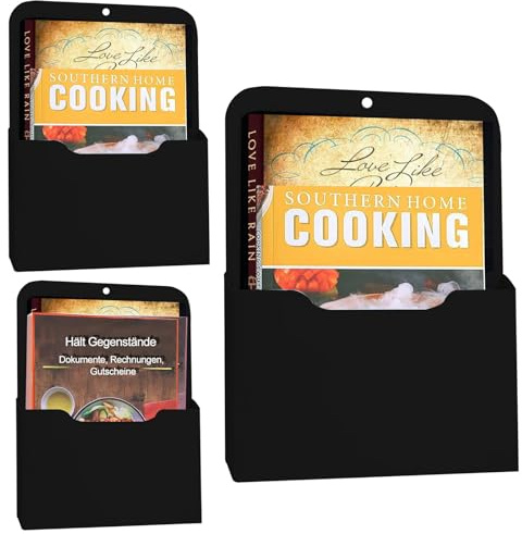 Magnetisk dokumenthållare, 3 stycken magnetiska pappershållare, A4-papper brevhållare, magnetisk tidningshållare för vägg, kylskåpsmarkerhållare, för kontor, lägenheter, kaféer (svart)