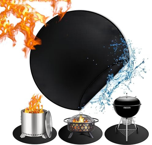 Pyuyan 24 Tappeto Ignifugo Rotondo, Stuoia Resistente al Calore per Esterni, Tappetino Resistente al Fuoco, Tappetino per Caminetto, per Erba, Terreno, Barbecue, Terrazza, Campeggio, Giardino, Camino