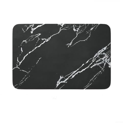 Tappeto da bagno multiuso in pietra di diatomite, ad asciugatura rapida, antiscivolo, per cucine e corridoi, 60 x 40 cm (nero)
