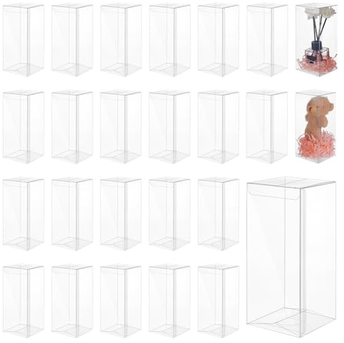 BENECREAT 50 st genomskinliga PVC-presentaskar, 16 × 7 × 7 cm/6,3 × 2,8 × 2,8 tum rektangel, klar presentask, för bröllop, födelsedagsfest, jul, kakor, choklad, smycken, hantverk