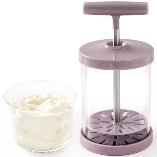 Manual Whipped Cream Maker, Cream Whipper with Non-slip Silicone Base