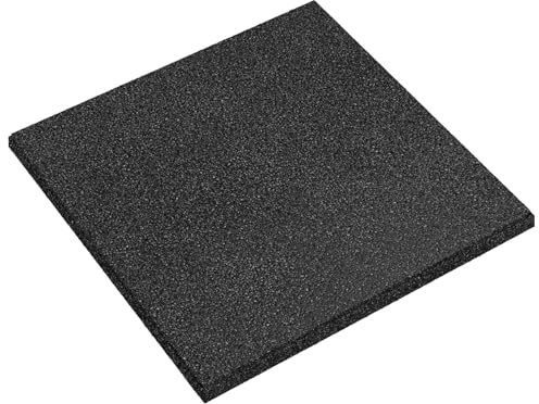 Lot de 12 dalles de protection contre les chutes - Noir - 50 x 50 cm - Dalles de sol amortissantes pour l'extérieur - Construction en caoutchouc haute densité de 3 cm d'épaisseur - Installation facile