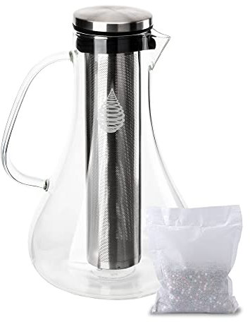 pH Replenish Glass Water Filter Pitcher - Alkaline Purification for Pure Drinking - High pH 1.8 L/61 Oz