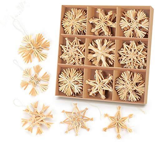 Anstore 36-teiliges Strohsterne Set, 6 cm, Strohsterne Baumschmuck Weihnachtsdekoration