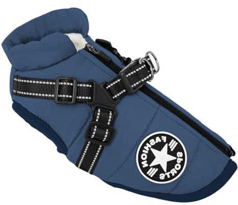 Hundejacke Mit Geschirr für Kleine Hunde und Katzen - Outdoor-Sportweste, Warme Haustier-Winterjacke für Welpen